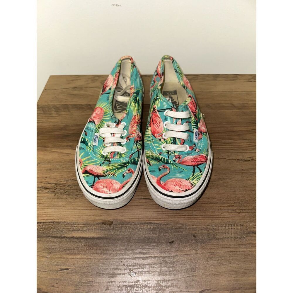 Vans Off the Wall Pink Flamingo & Palm Trees Skateboard Shoes Mens 5.5 Women’s 7